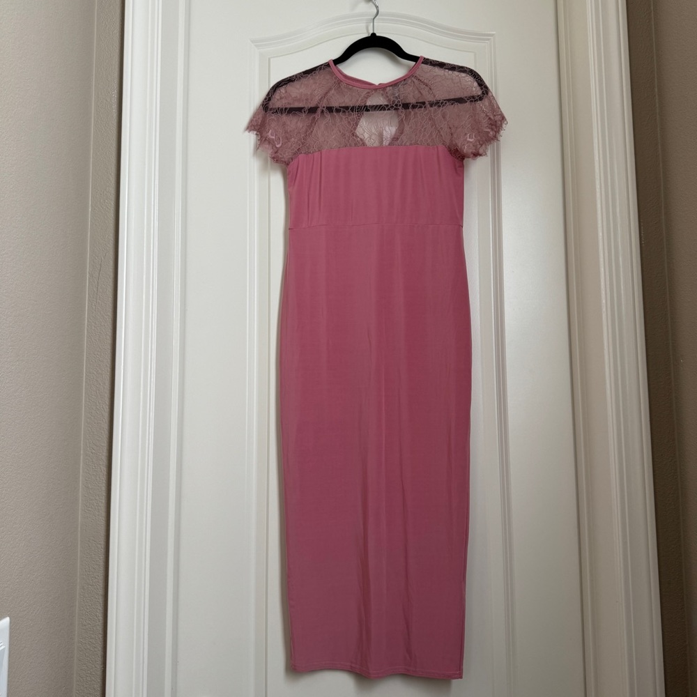 ASOS maternity pink lace dress